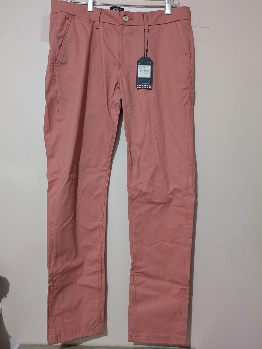 Ben Sherman Chino Pants Mens 33x32 Slim Straight Pink Stretch Preppy Casual NWT!